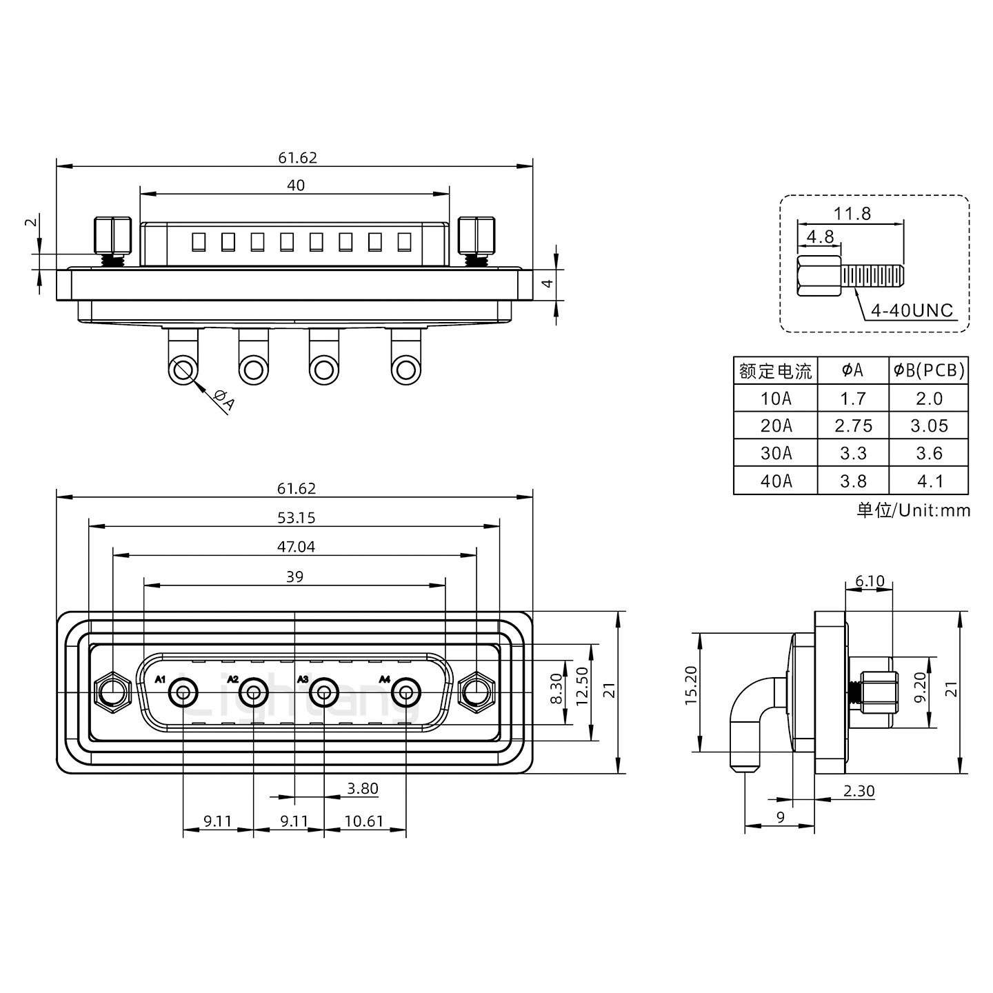 防水4W4公彎插板/鎖螺絲/大電流40A