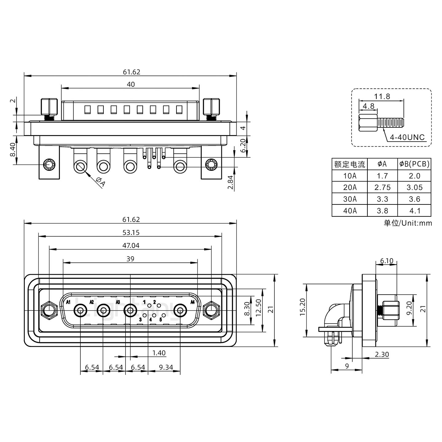 防水9W4公彎插板/鉚支架/鎖螺絲/大電流40A