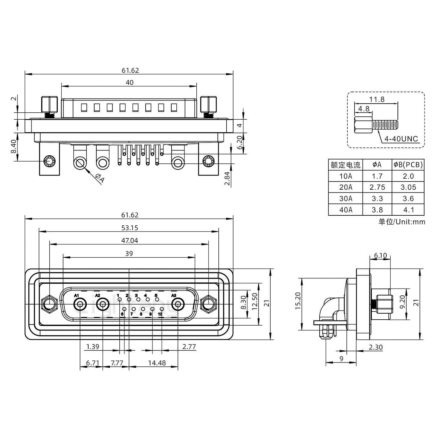 防水13W3公彎插板/鉚支架/鎖螺絲/大電流40A