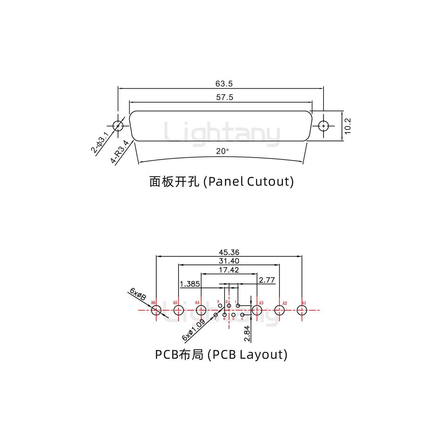 防水13W6A母直插板/鎖螺絲/大電流40A