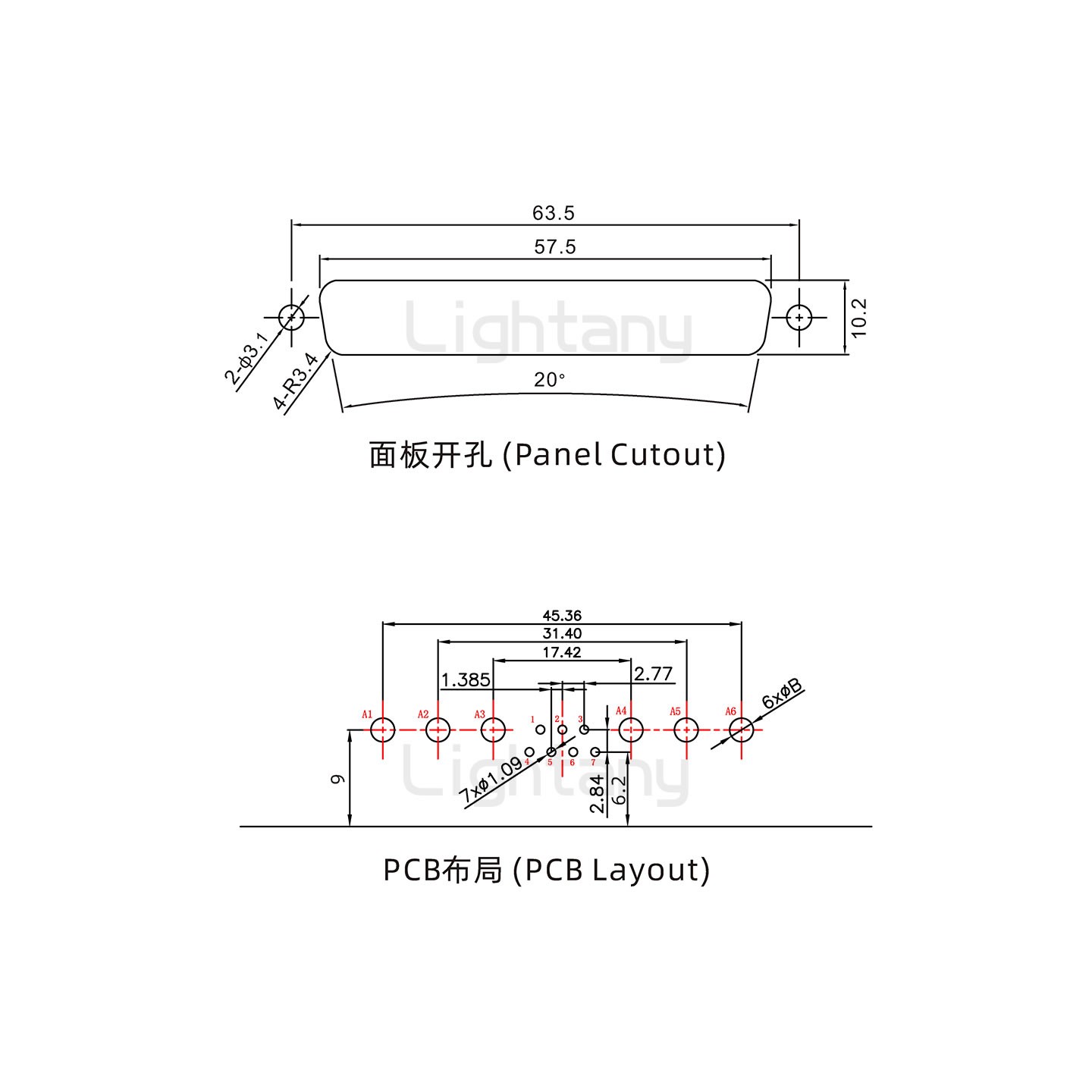 防水13W6A公彎插板/鎖螺絲/大電流40A