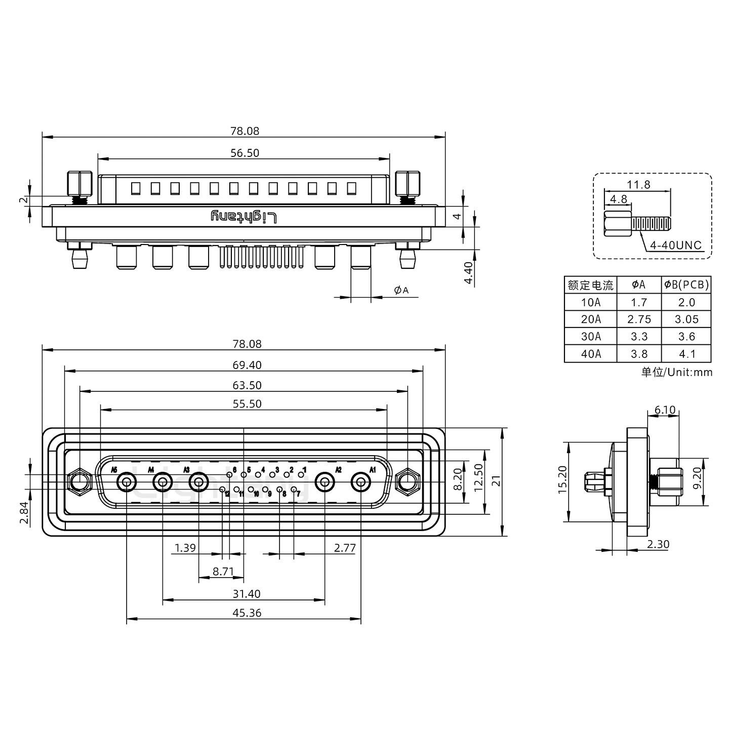 防水17W5公直插板/鉚魚叉/鎖螺絲/大電流40A