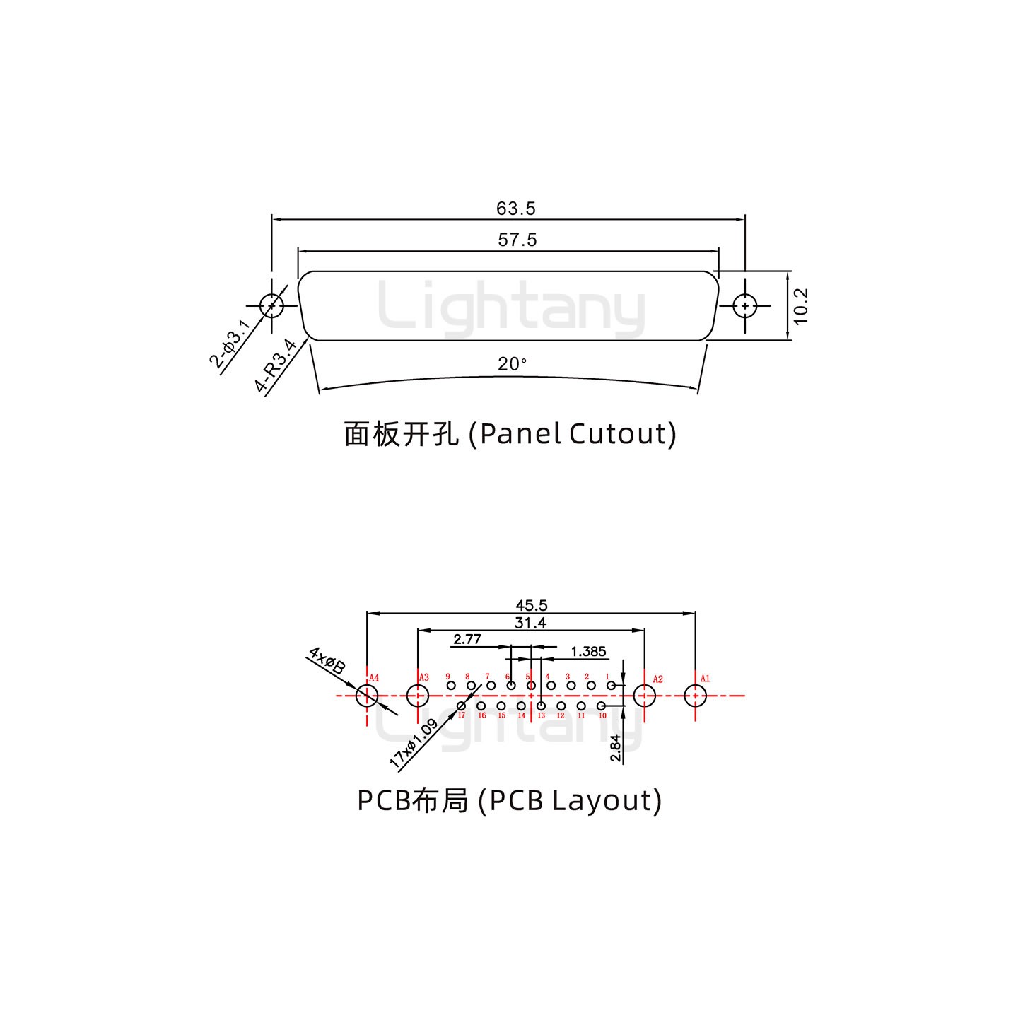 防水21W4母直插板/鎖螺絲/大電流40A