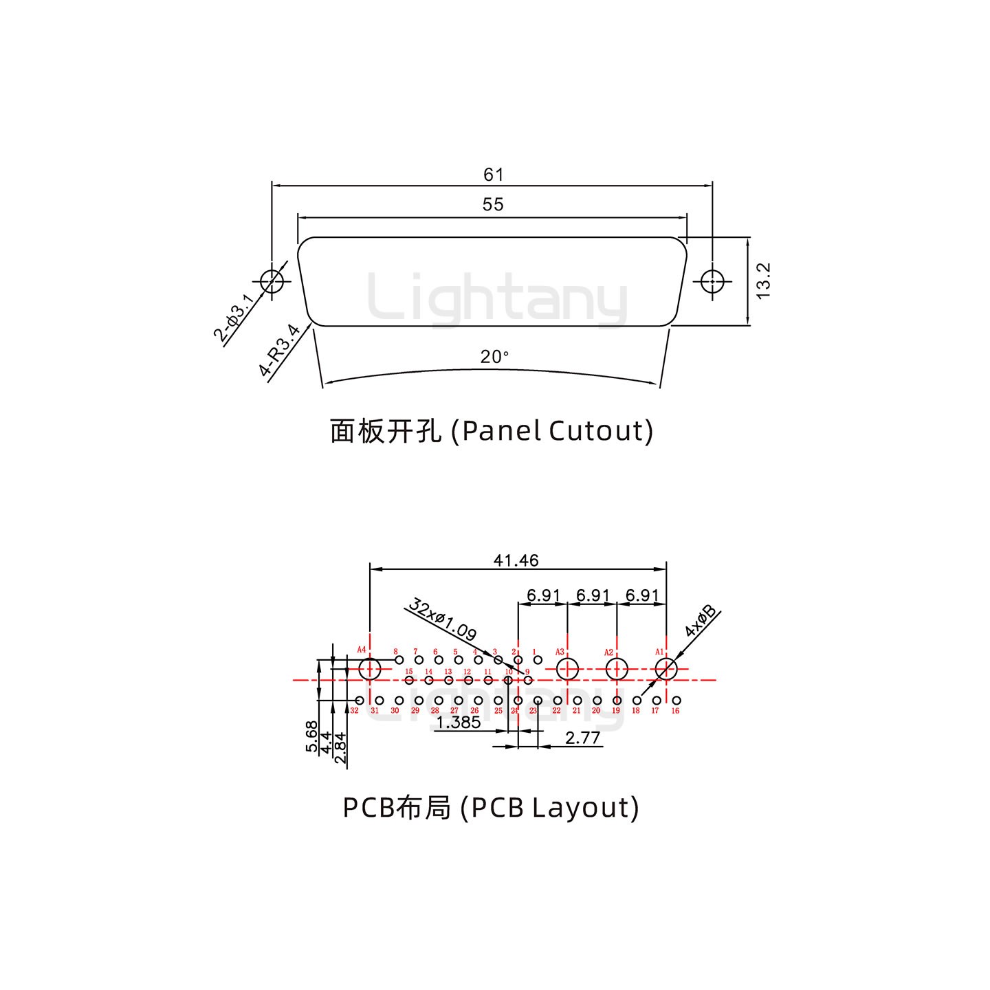 防水36W4母直插板/鎖螺絲/大電流40A