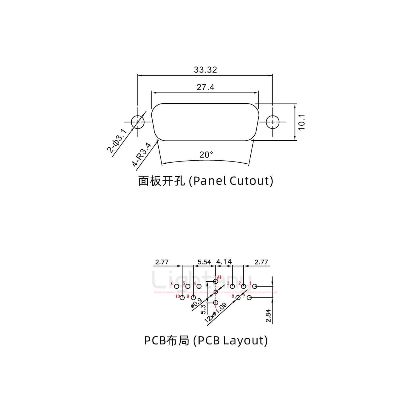 防水11W1母直插板/鎖螺絲/射頻同軸50歐姆