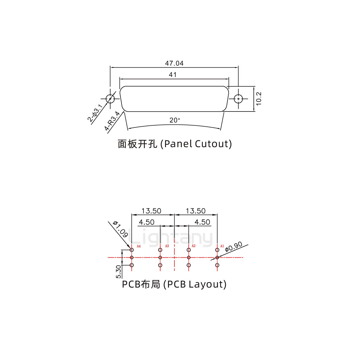 防水4V4母直插板/鎖螺絲/射頻同軸50歐姆