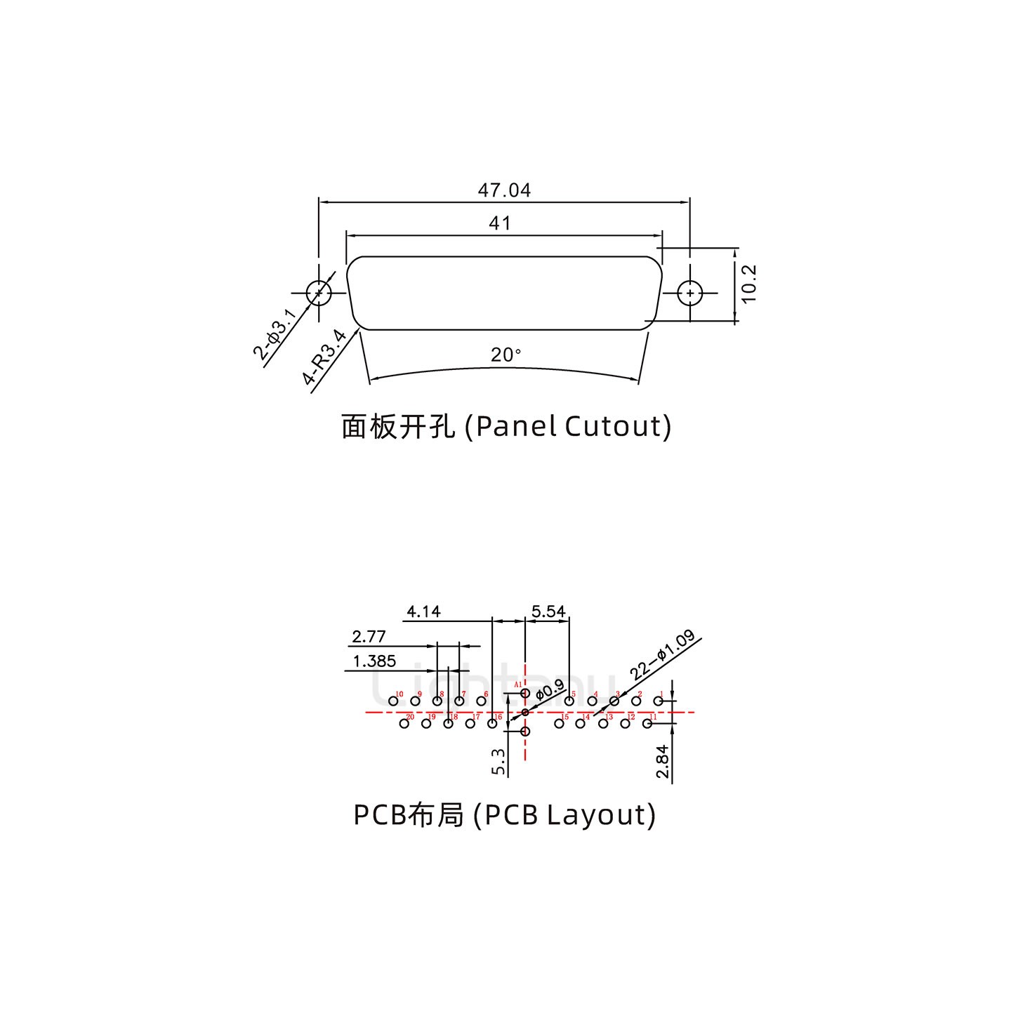 防水21W1母直插板/鎖螺絲/射頻同軸50歐姆