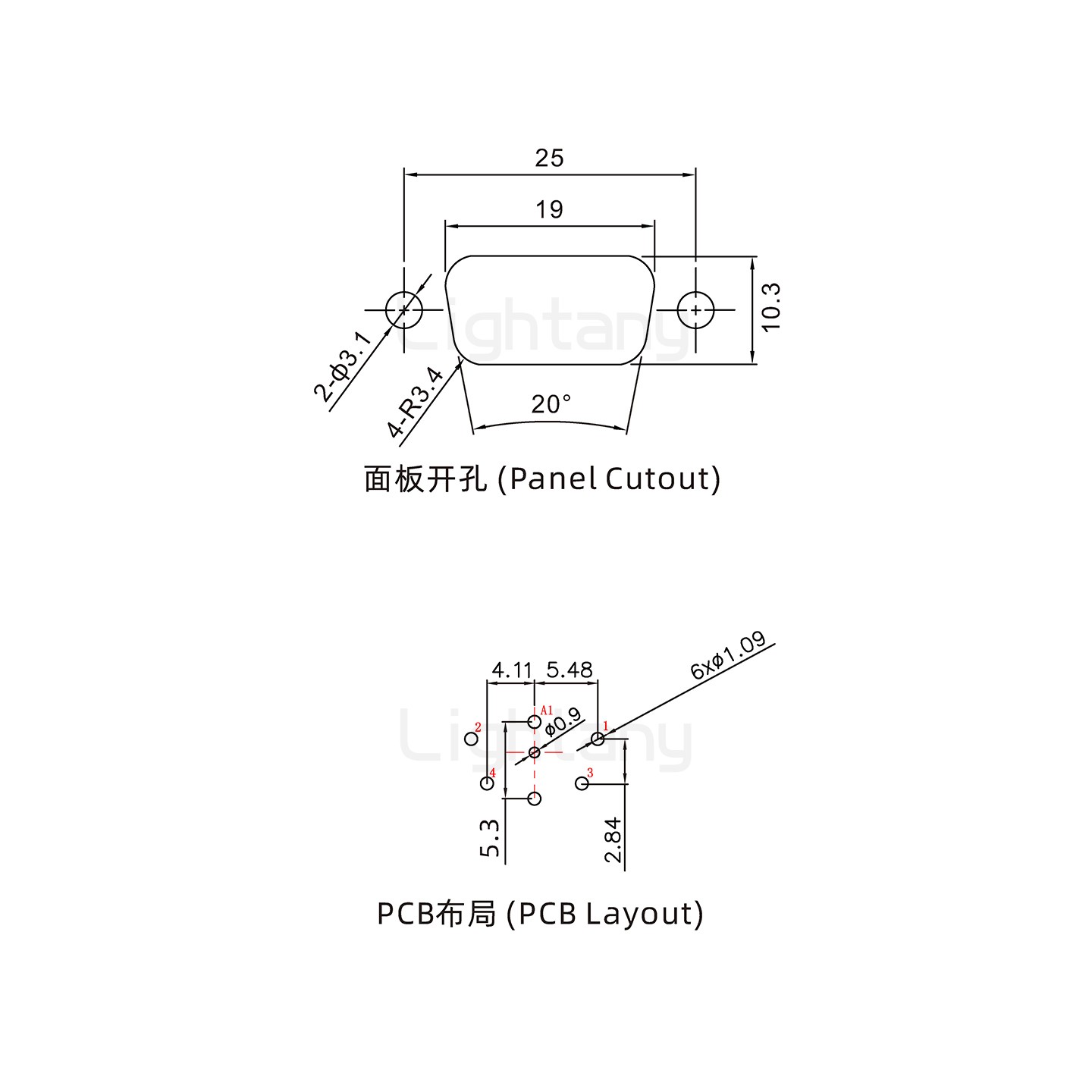 防水5W1母直插板/鎖螺絲/射頻同軸50歐姆