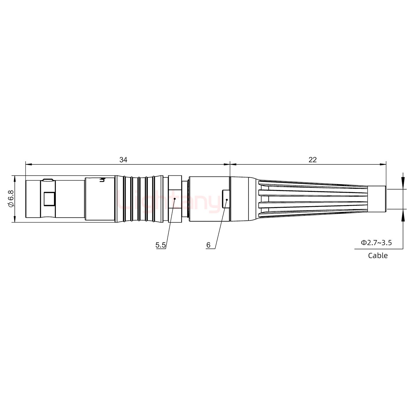 PHG.00.002.CLLD35Z推拉自鎖帶護套浮動插座