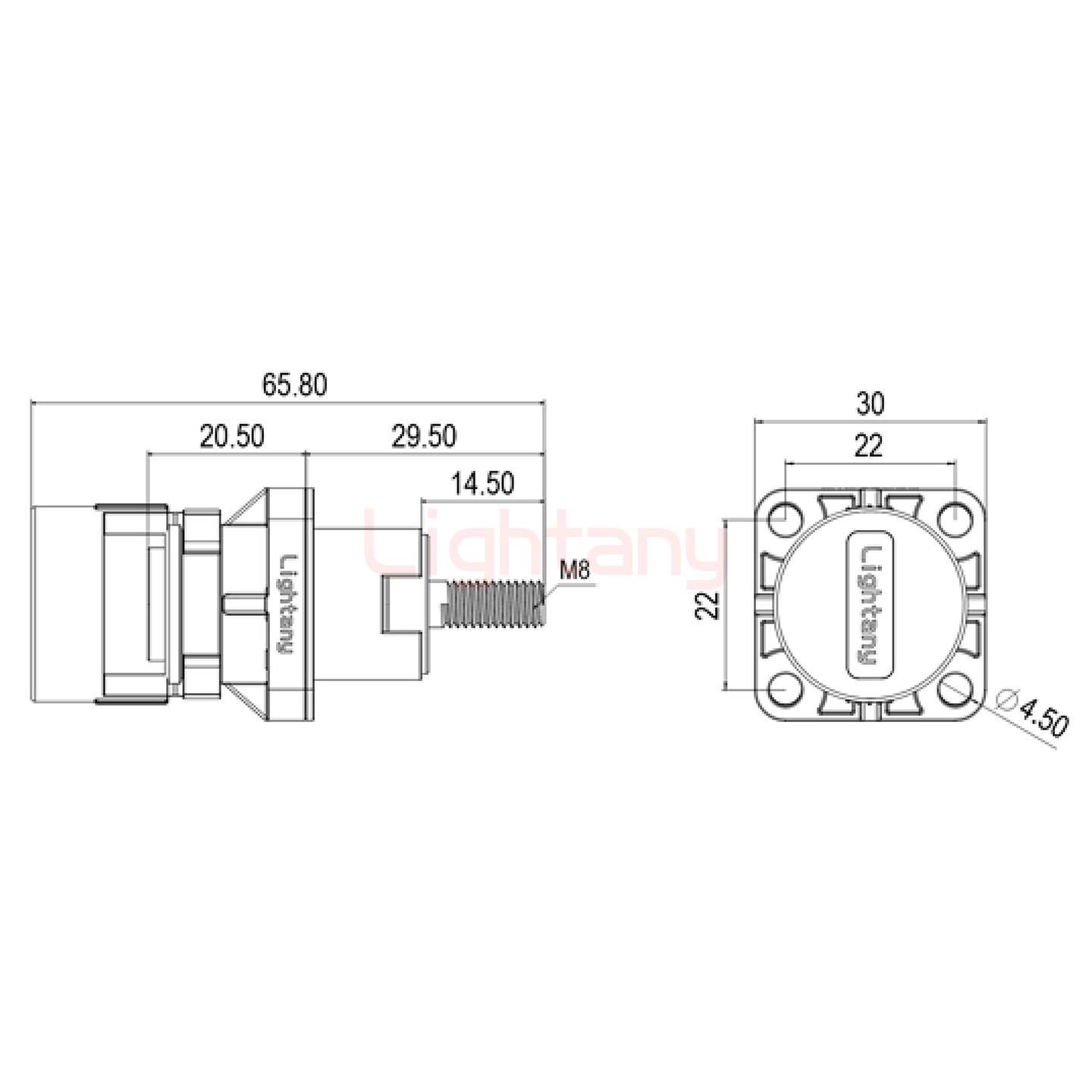 LTC1020SO-M1RL外螺紋穿墻插座 100/150/200A 紅色