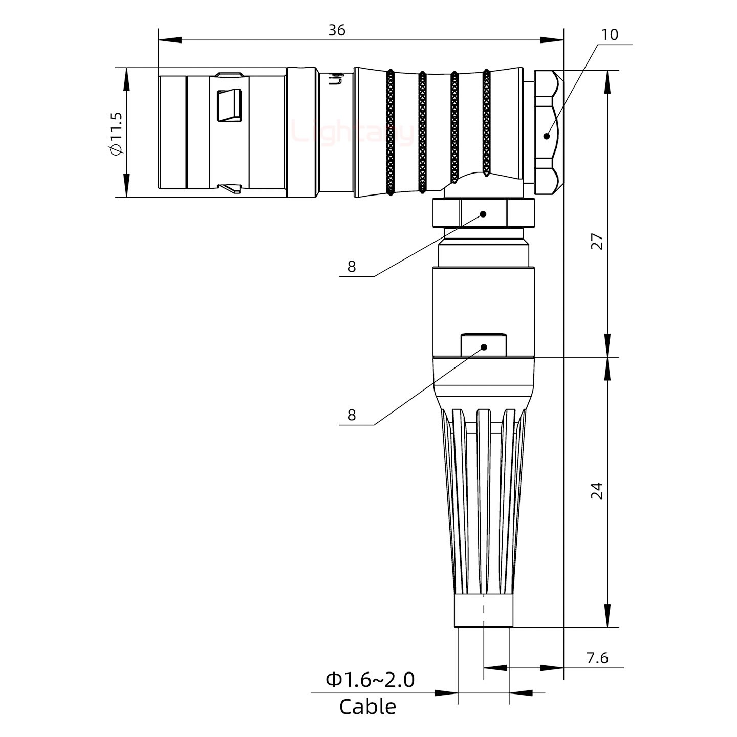 FHG.0K.003.CLAC20Z推拉自鎖帶護套彎式插頭