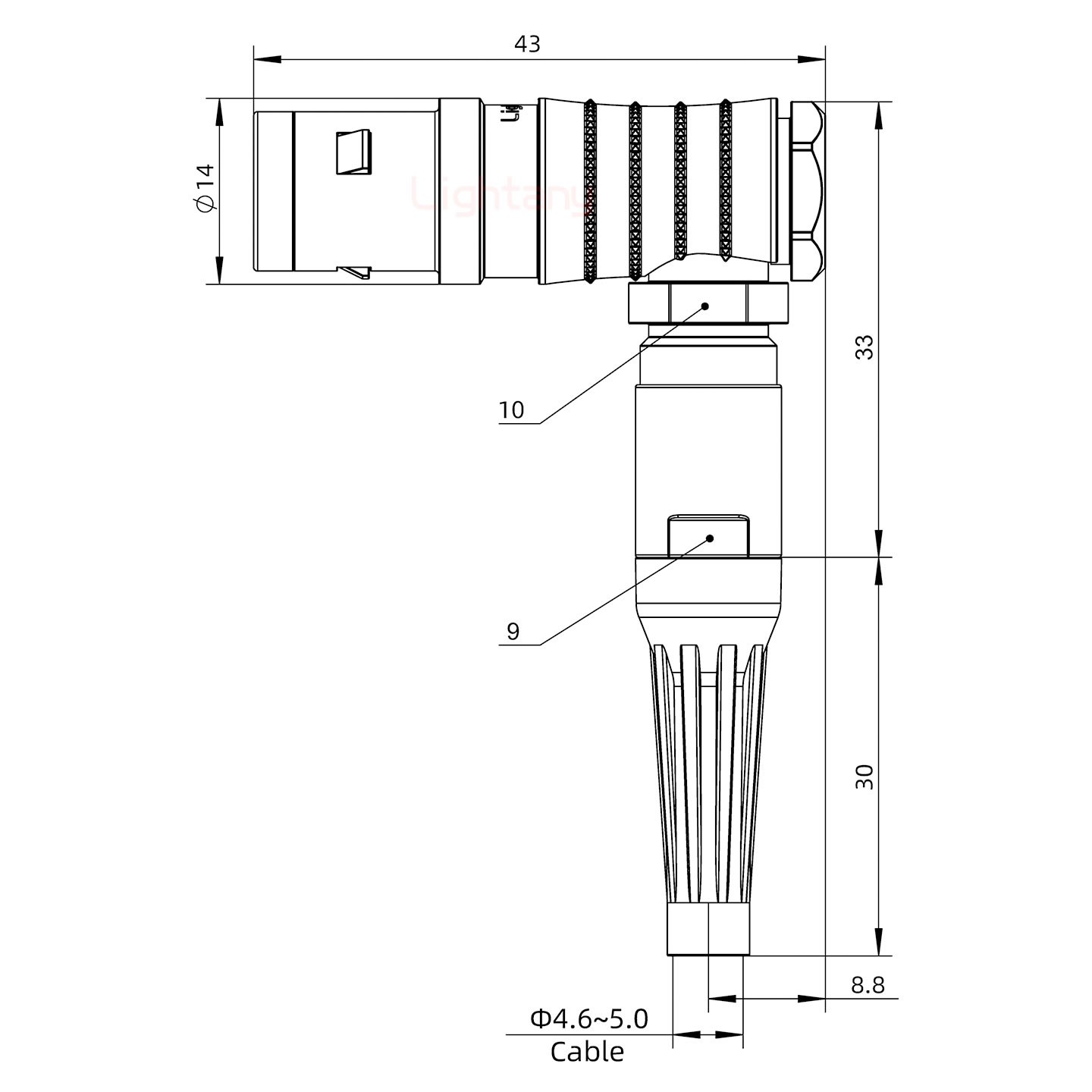 FHG.1K.003.CLAC50Z推拉自鎖帶護套彎式插頭