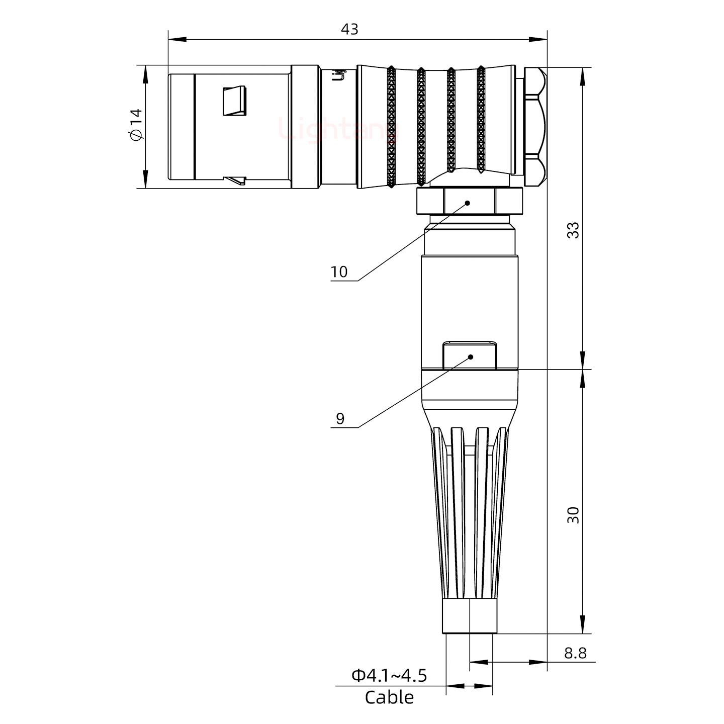 FHG.1K.014.CLAC45Z推拉自鎖帶護(hù)套彎式插頭