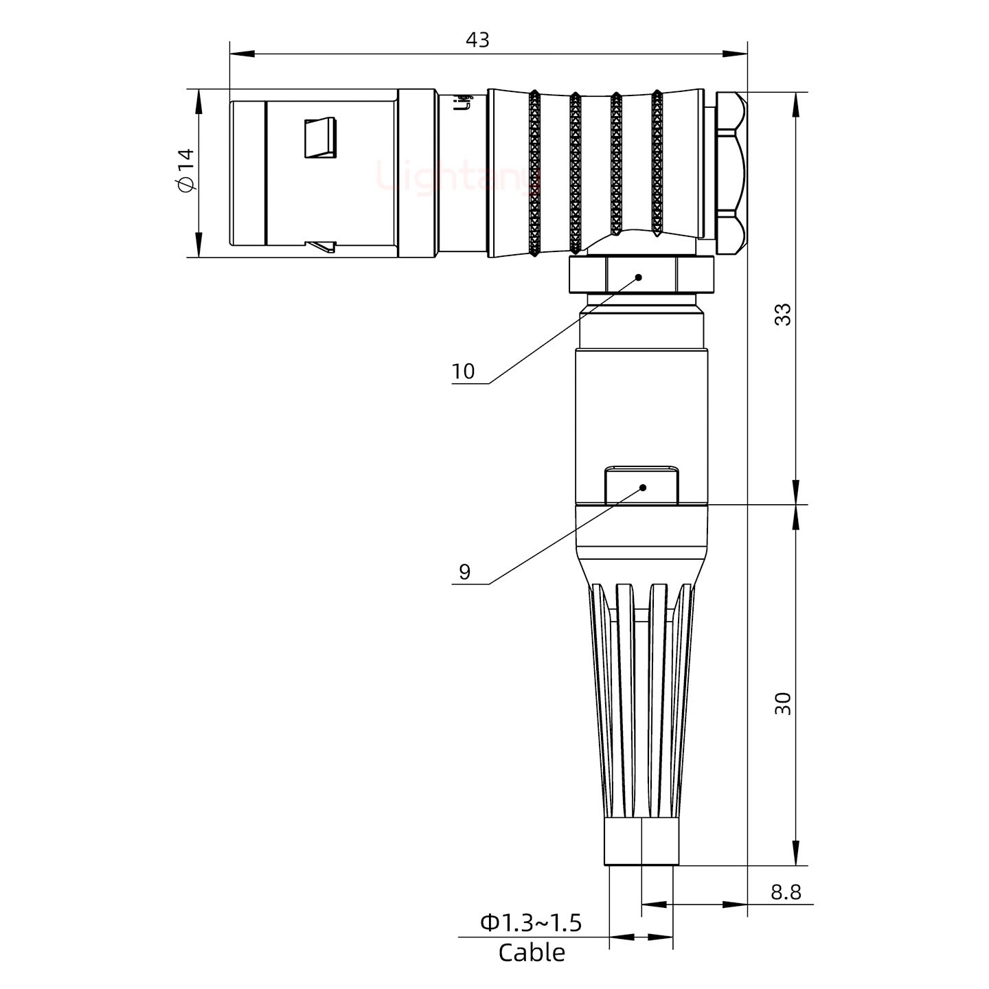 FHG.1K.016.CLAC15Z推拉自鎖帶護套彎式插頭