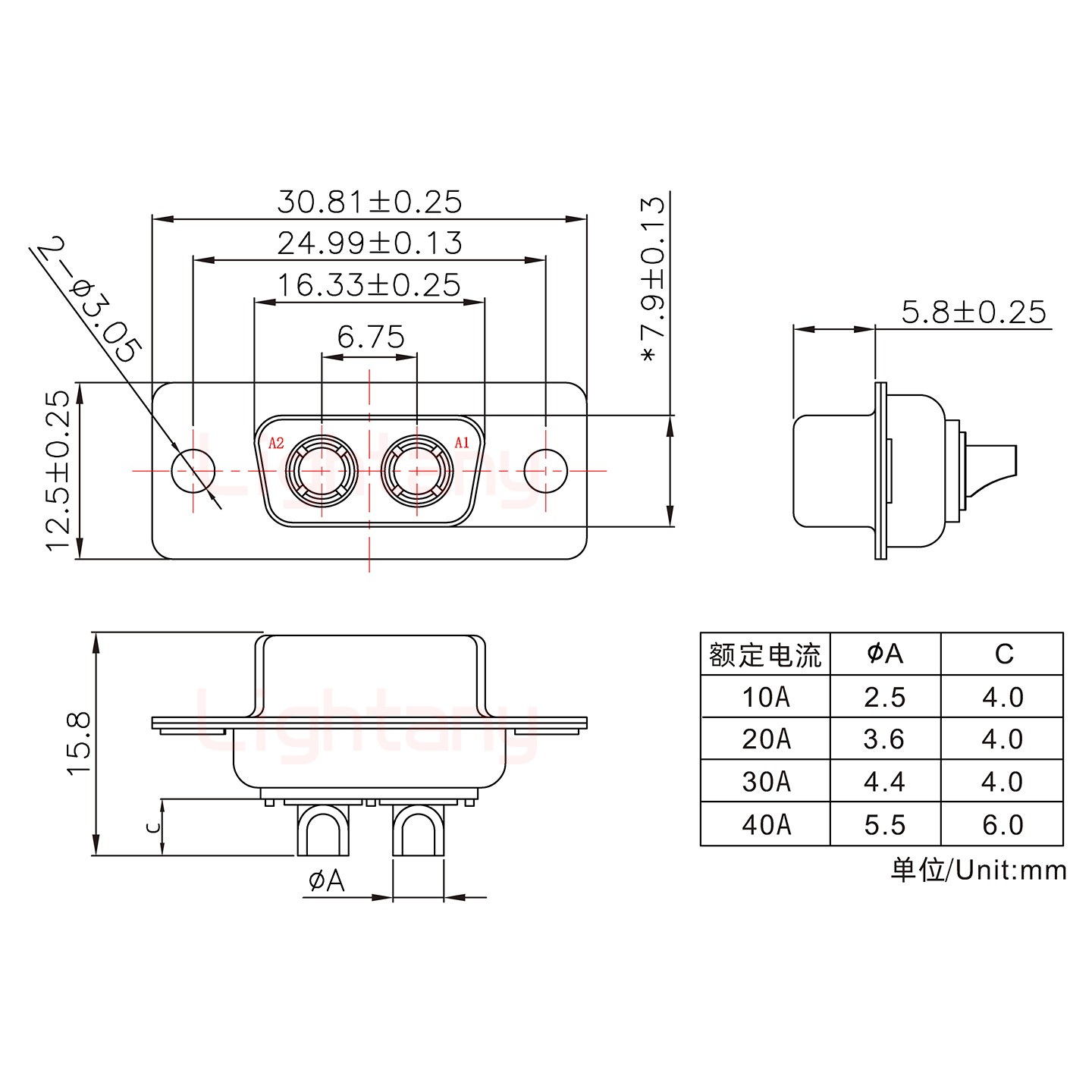 2W2母短體焊線10A+9P金屬外殼1707直出線4~12mm