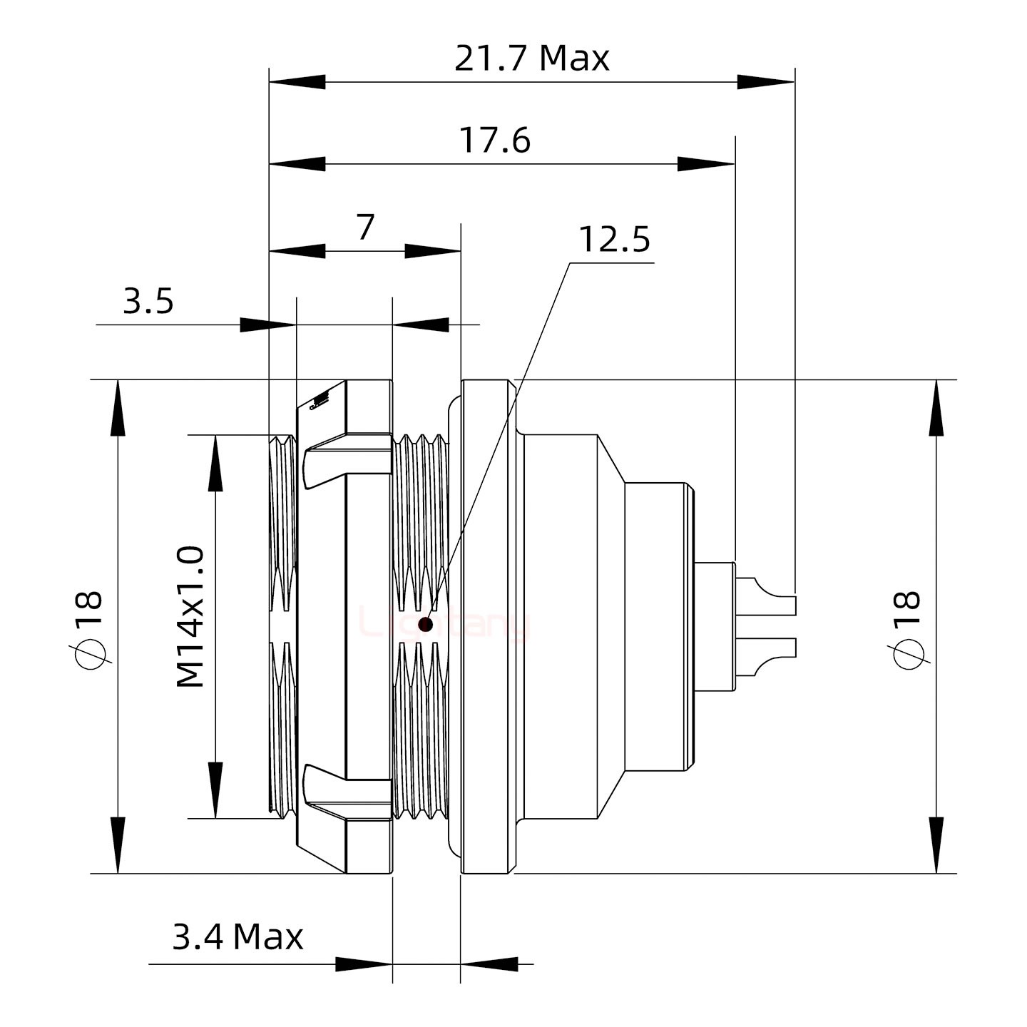 EEG.0K.004.CLL推拉自鎖前螺母插座 焊線