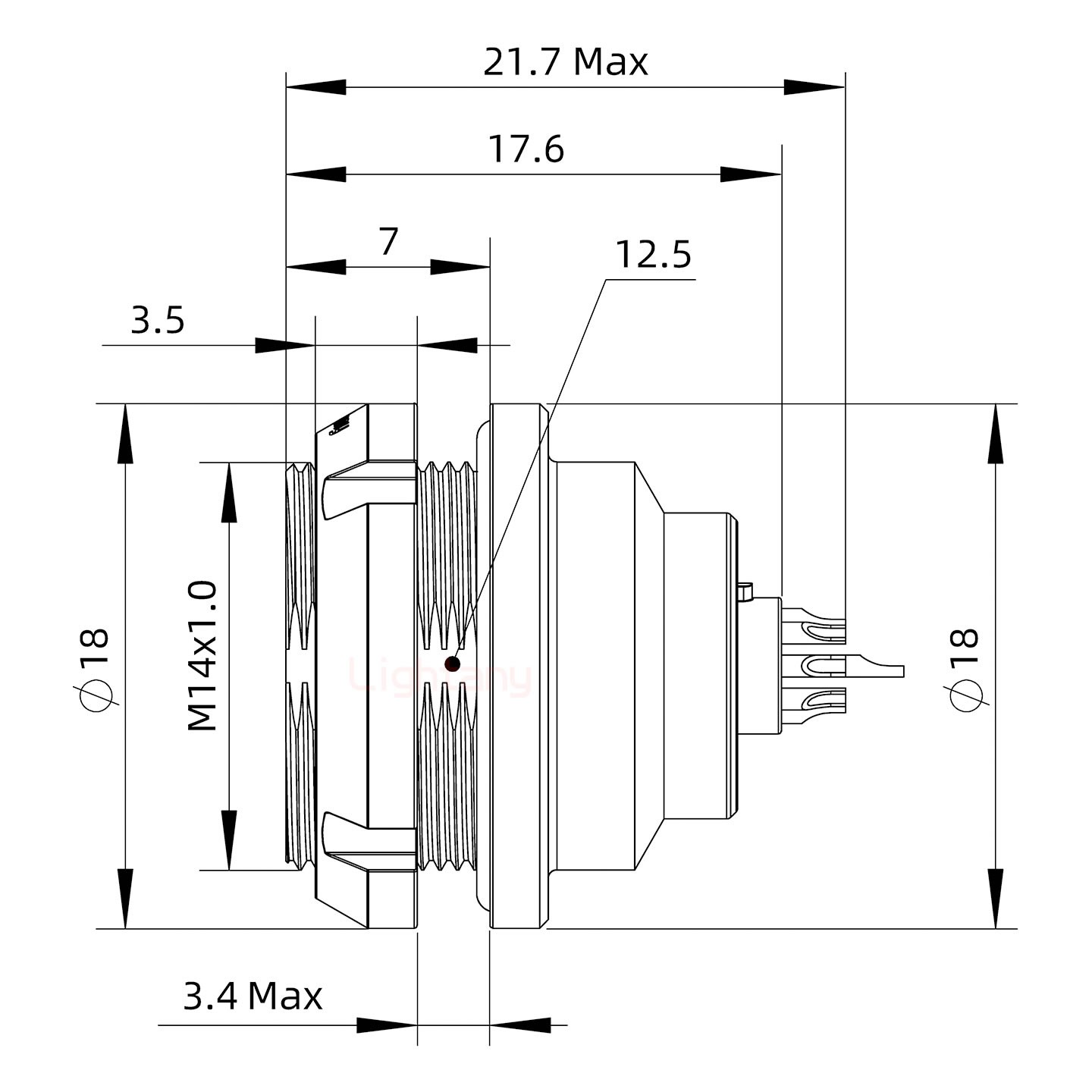 EEG.0K.009.CLL推拉自鎖前螺母插座 焊線